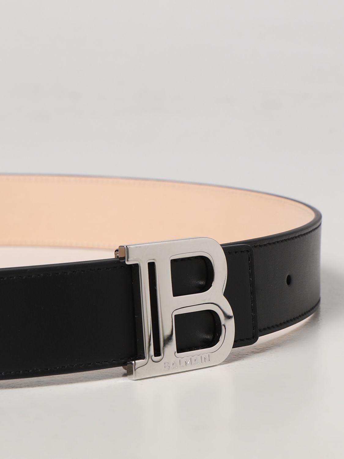DÂY LƯNG BALMAIN B LOGO Black leather