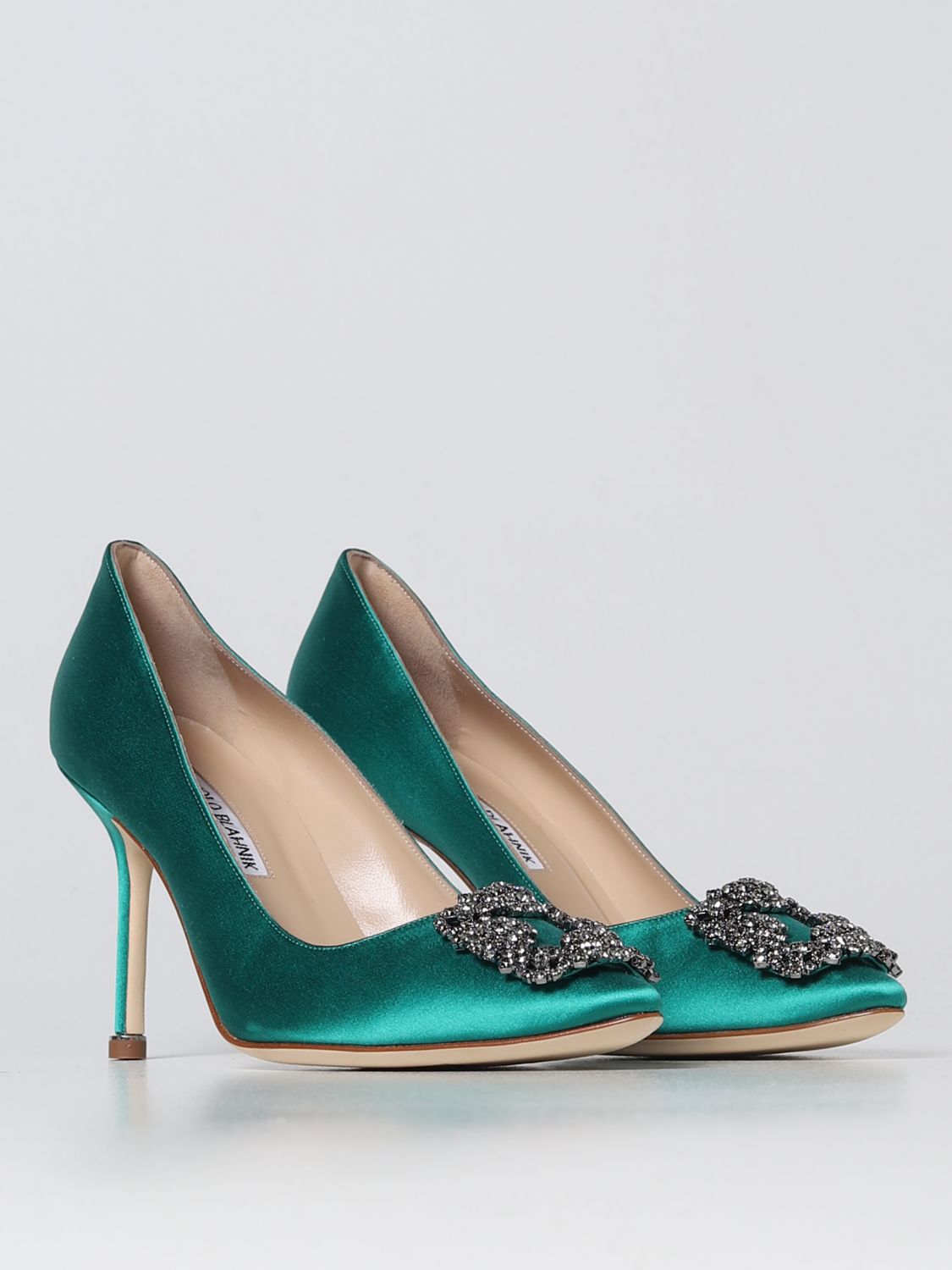 GIÀY MANOLO BLAHNIK Green satin pumps shoes