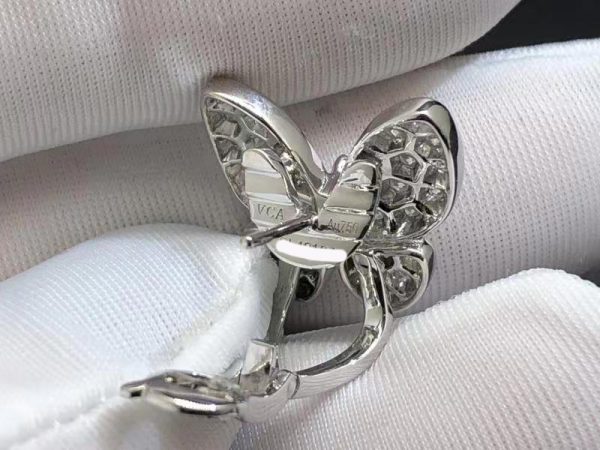 Bông tai Van Cleef & Arpels 2 Butterflies Sapphire Diamond vàng vàng trắng 18K