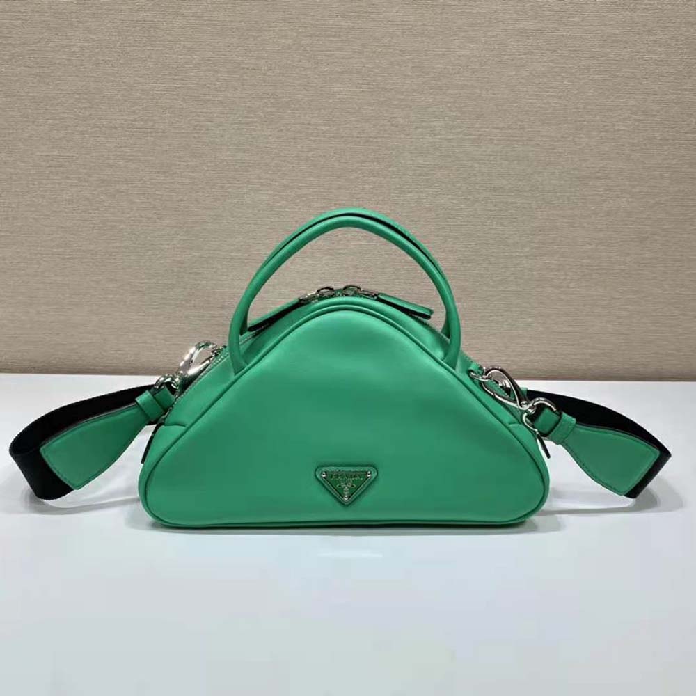 TÚI Prada Women Leather Prada Triangle Bag-Green