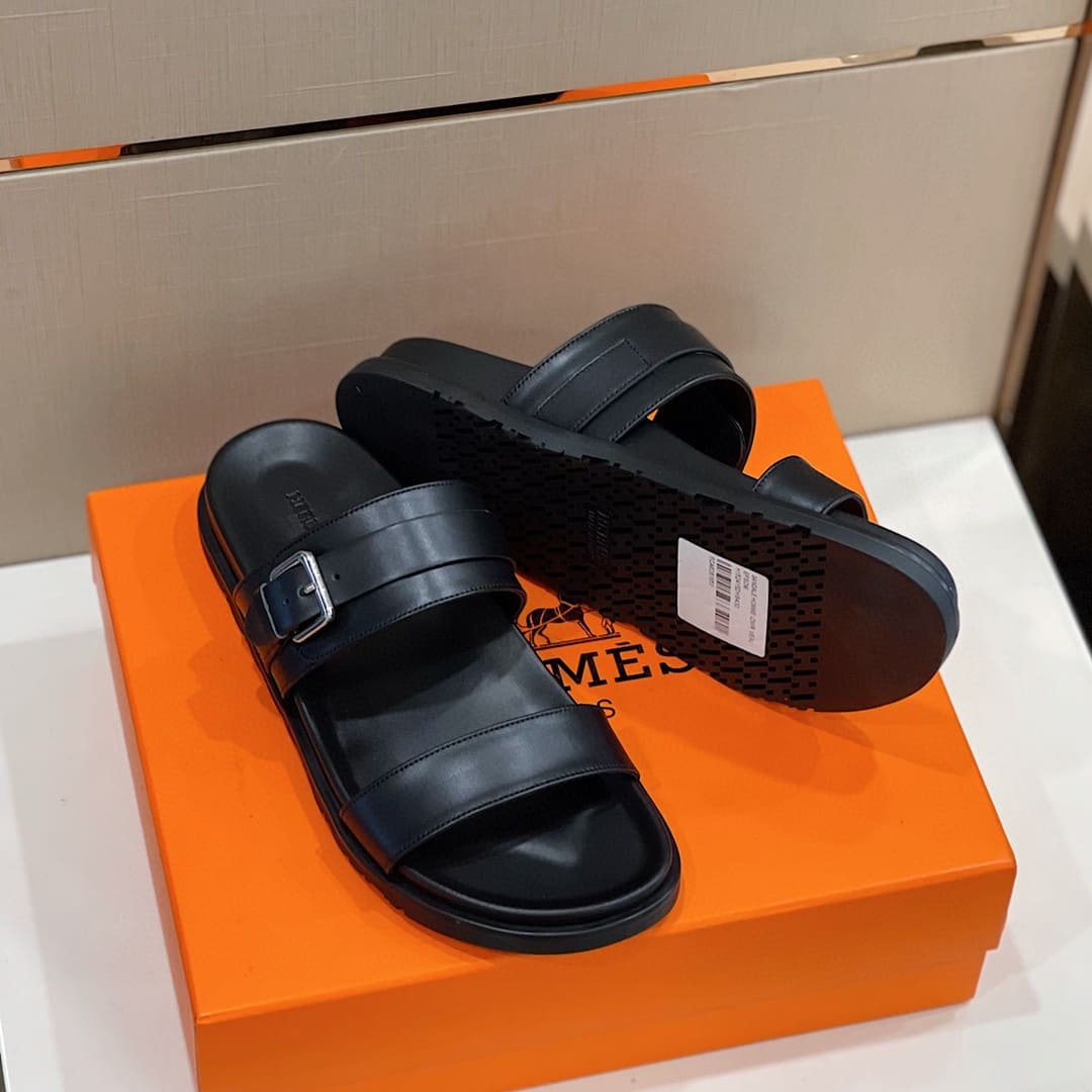 DÉP HERMES BLACK H SANDAL AAA