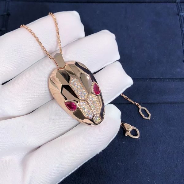 Vòng cổ BVLGARI Serpenti Diamond Rubellite vàng hồng 18K