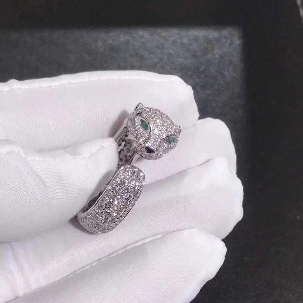 Nhẫn Cartier Panthère de Cartier đính kim cương vàng trắng 18K