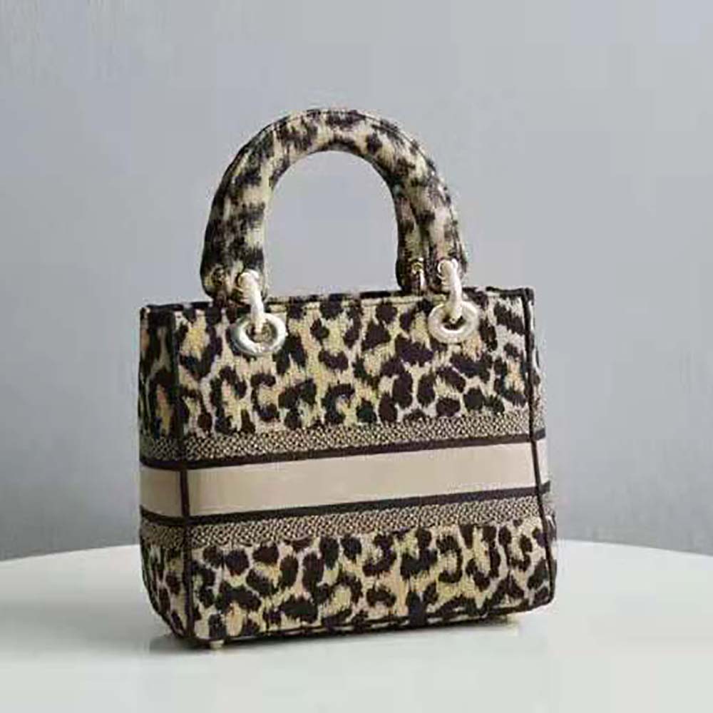 TÚI Dior Women Medium Lady D-lite Bag Beige Multicolor Mizza Embroidery