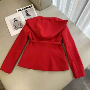 ÁO Dior Women Fitted Hooded Jacket Red Wool and Silk