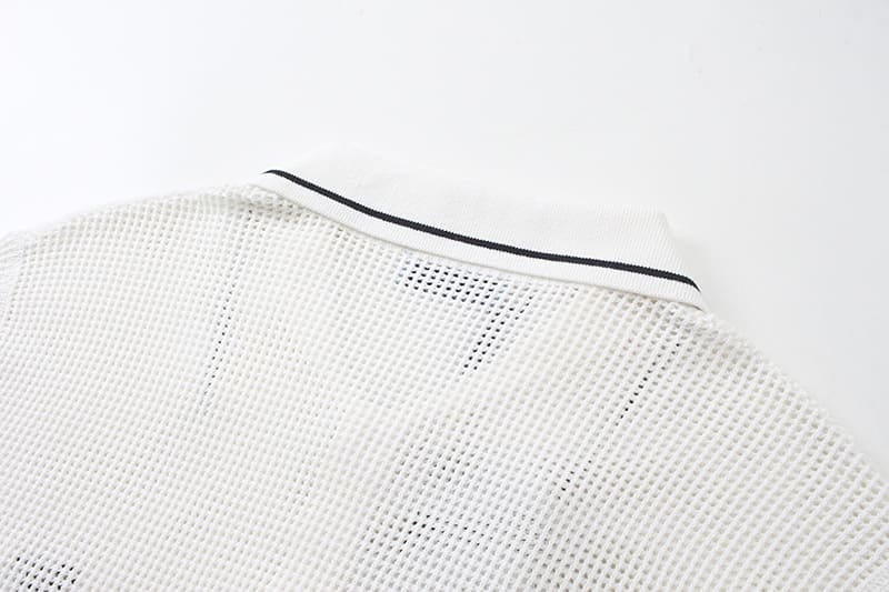 ÁO PRADA POLO SHIRT MESH MÀU TRẮNG UNISEX