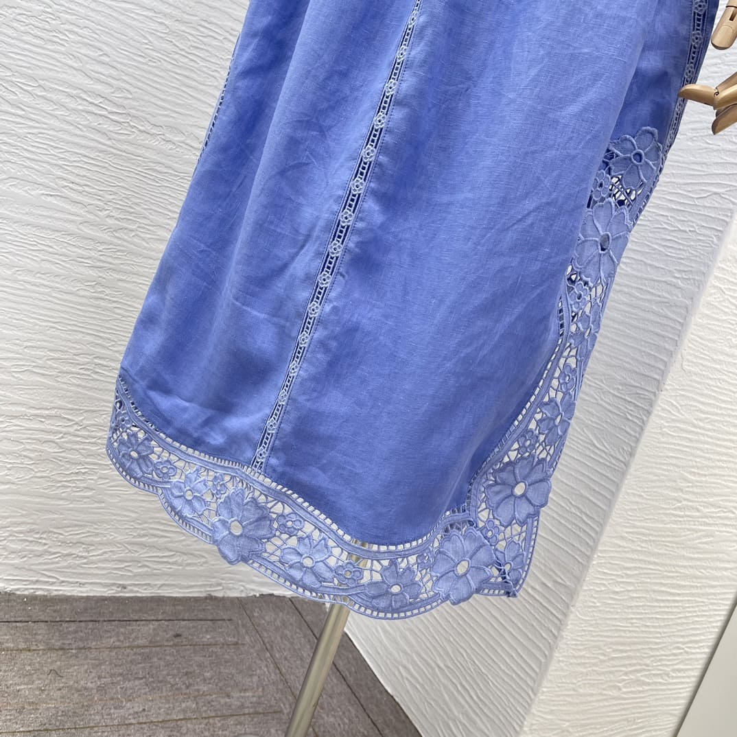 VÁY ZIMMERMANN Lace Patchwork Sleeveless Midi Blue Dress High Classy