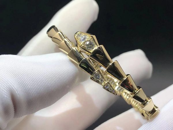 Vòng tay BVLGARI Serpenti Viper KIn cương  Demi-pavé vàng vàng 18K