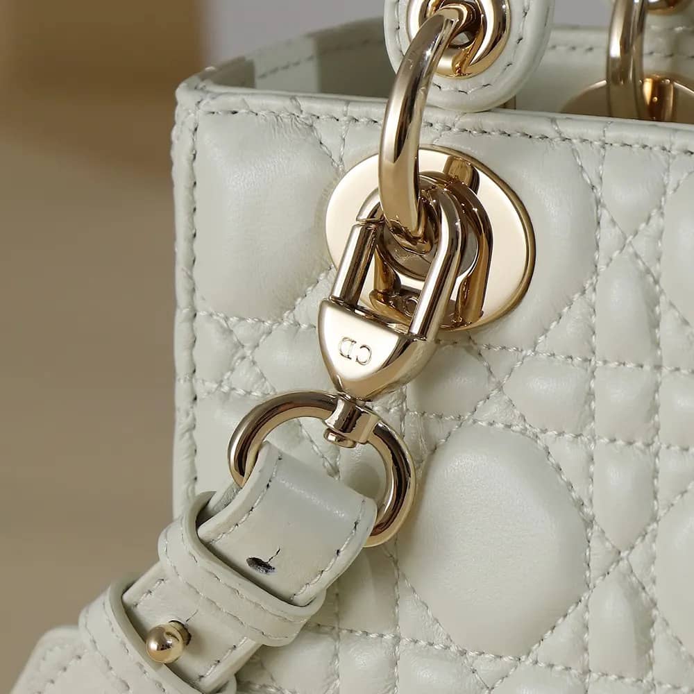 TÚI Dior Women Small Lady Dior My ABC Dior Latte Cannage Lambskin da cừu