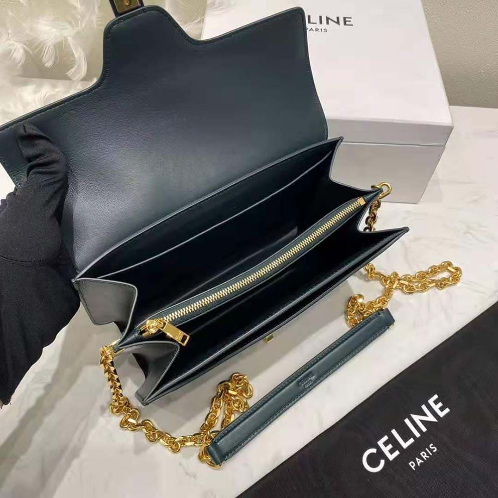 TÚI Celine Women Chain Bag 16 in Satinated Calfskin-Green