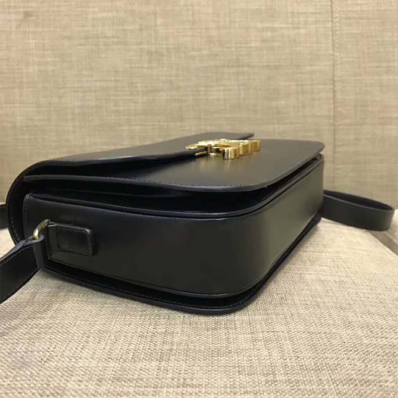 TÚI Celine Women Medium Triomphe Bag In Shiny Calfskin-Black