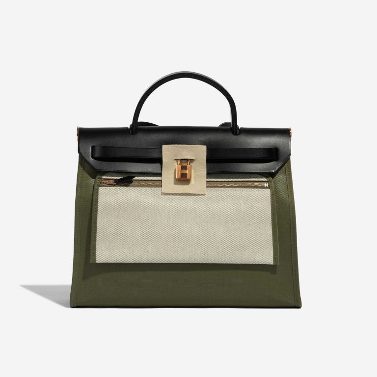 TÚI Hermès Herbag 31 Toile  Vache Hunter Lichen Ecru Black