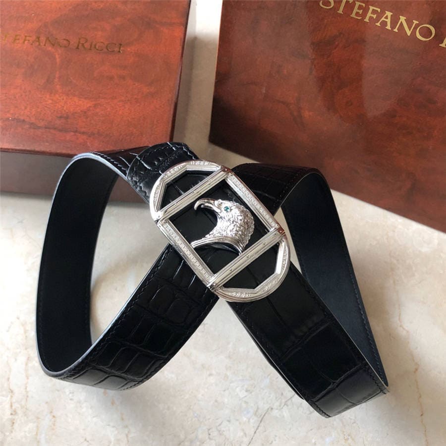 DÂY LƯNG STEFANO RICCI CROCODILE LEATHER DA CÁ SẤU Belt Khóa bạc