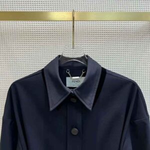 ÁO Fendi Women Single-Breasted Blue Wool Go-To Jacket