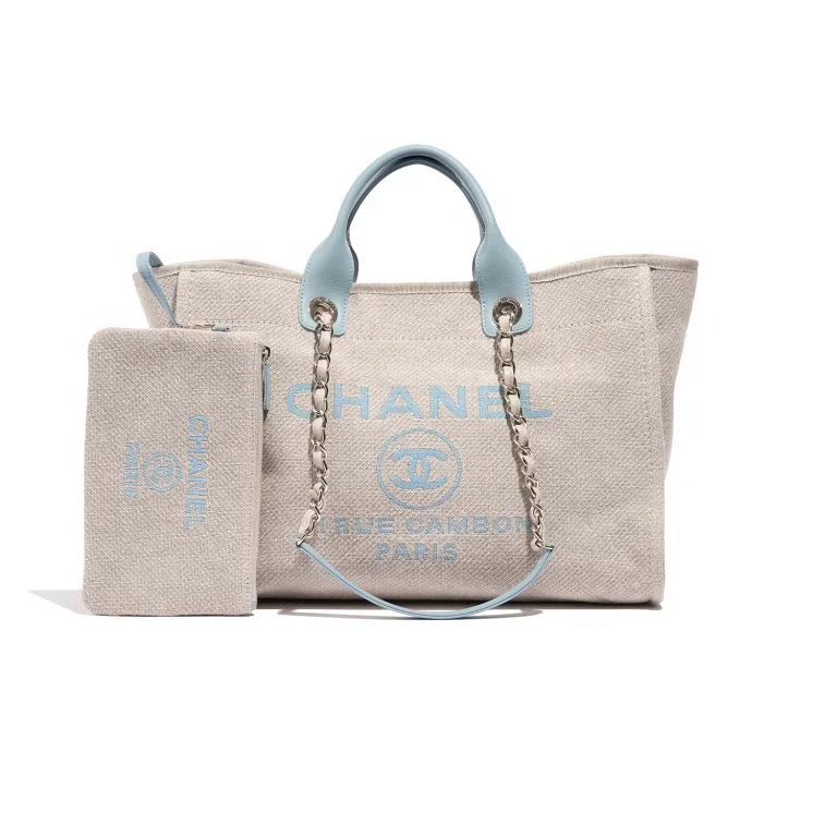 TÚI Chanel Deauville Medium Canvas Beige Blue