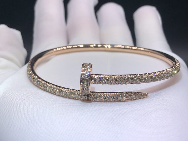 Vòng tay Cartier Juste Un Clou full kim cương vàng hồng 18K