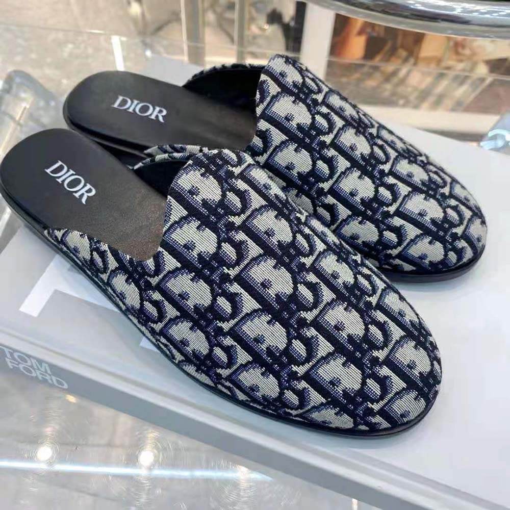 GIÀY DIOR Indior Mule Beige and Black Dior Oblique Jacquard