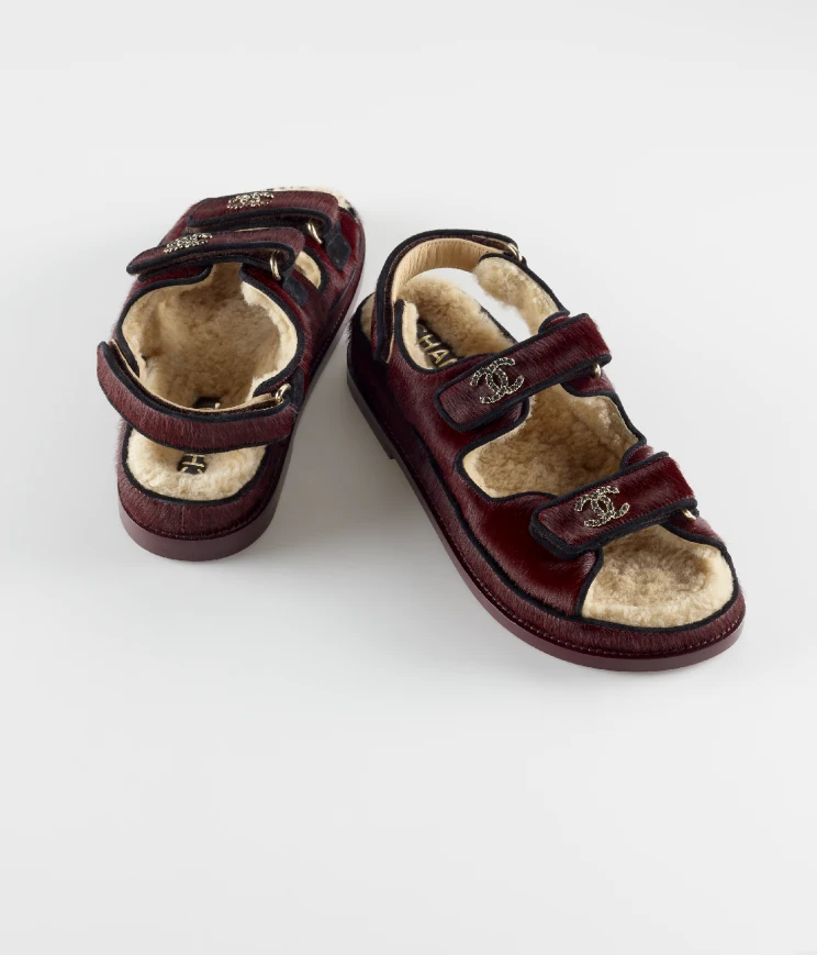 GIÀY CHANEL Calfskin & Suede Calfskin Burgundy & Black da chồn