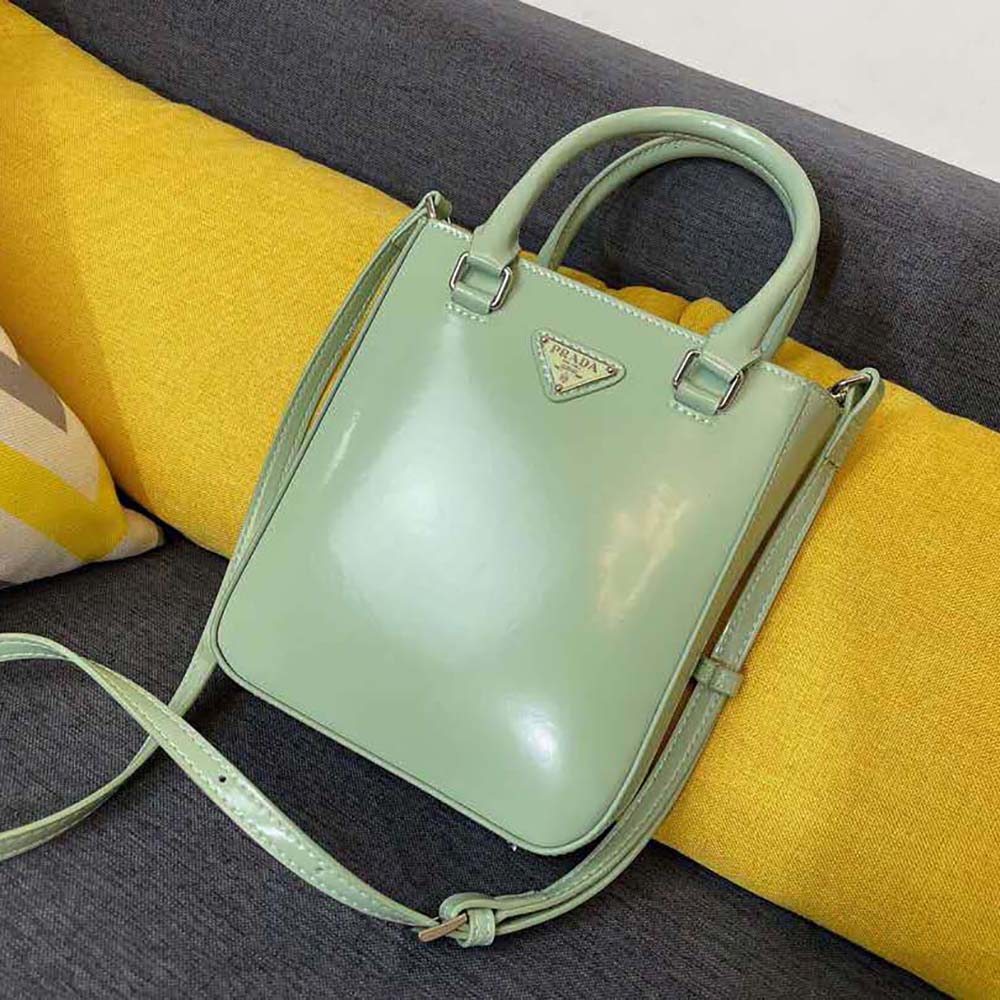 TÚI Prada Brushed Leather Tote-Aqua