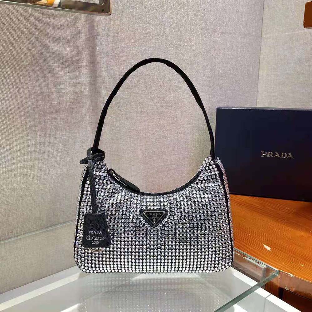 TÚI Prada Duchesse and Crystal Mini-Bag-Black