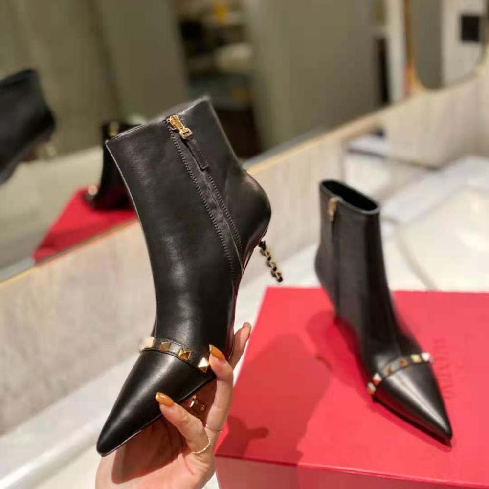 Giày Valentino Women Rockstud Kidskin Ankle Boot with Sculpted Heel 70 mm