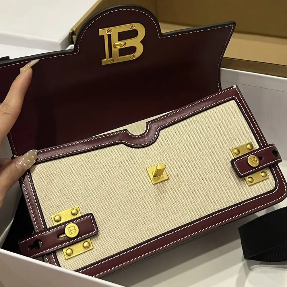 TÚI BALMAIN Women B Buzz 24 Canvas and Leather Bag