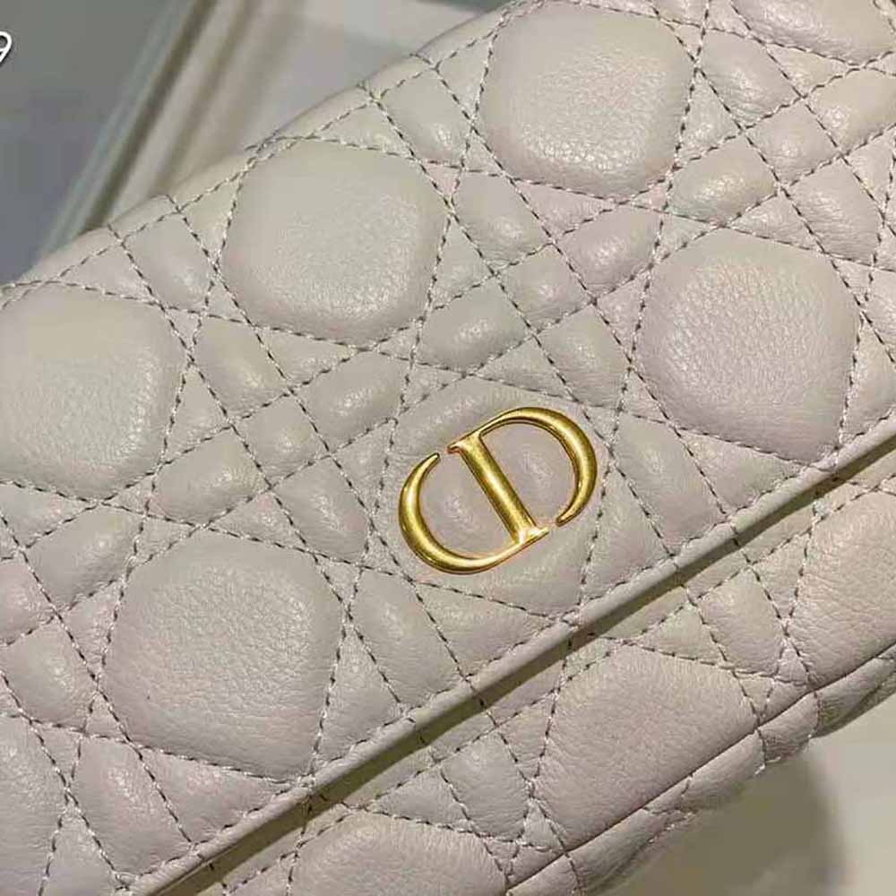 TÚI Dior Women Caro Pouch with Chain Latte Supple Cannage Calfskin