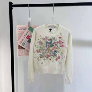 ÁO Dior Women Chez Moi Sweater Ecru Cashmere Intarsia