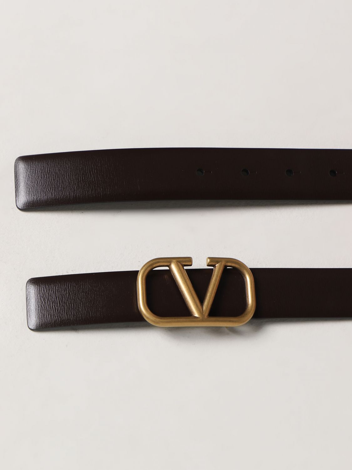 DÂY LƯNG VALENTINO GARAVANI V LOGO Brown leather