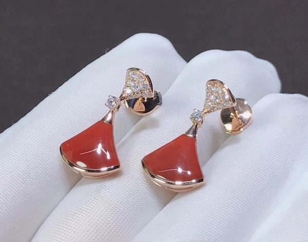 Bông tai BVLGARI Diva's Dream Carnelian Kim cương vàng hồng 18K