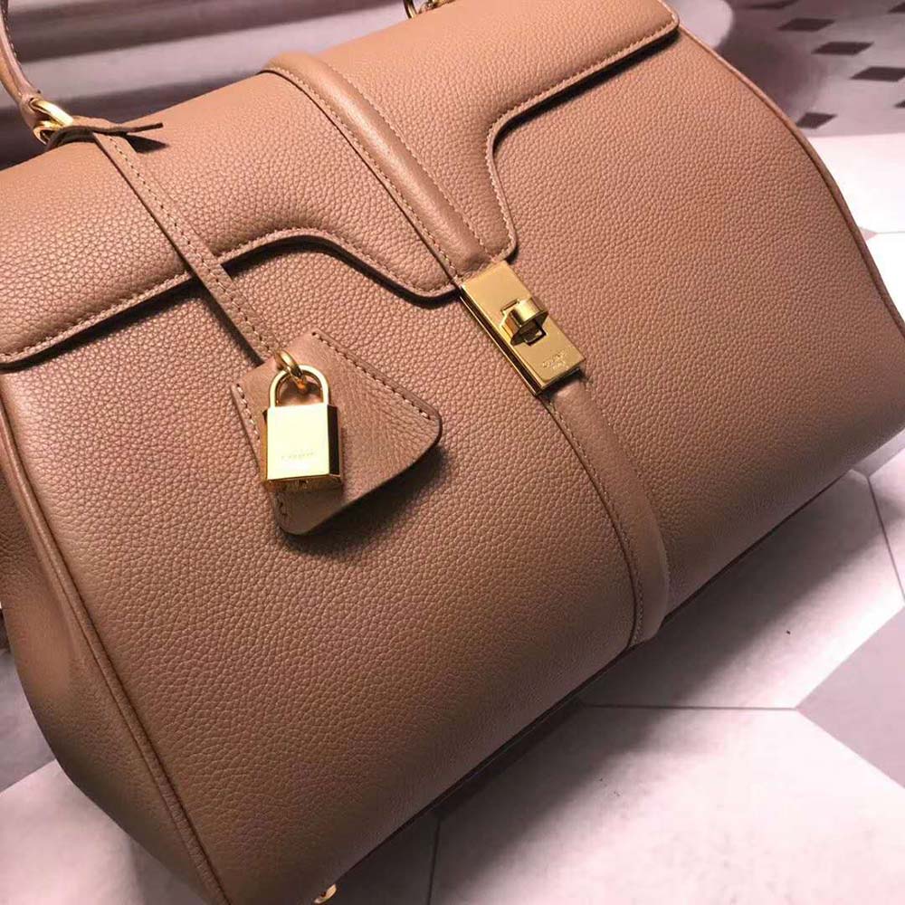 TÚI Celine Women Medium16 Bag in Grained Calfskin-Brown