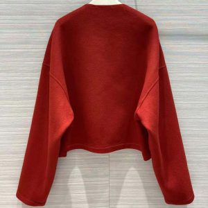 ÁO Celine Women Reversible Snap Cardigan in Cashmere-Maroon