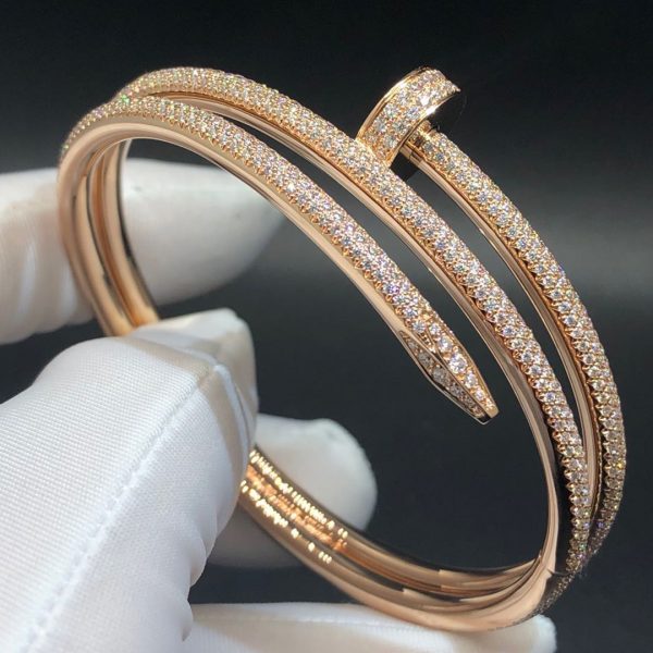 Vòng tay Cartier Juste Un Clou 2 kim cương vàng hồng 18K