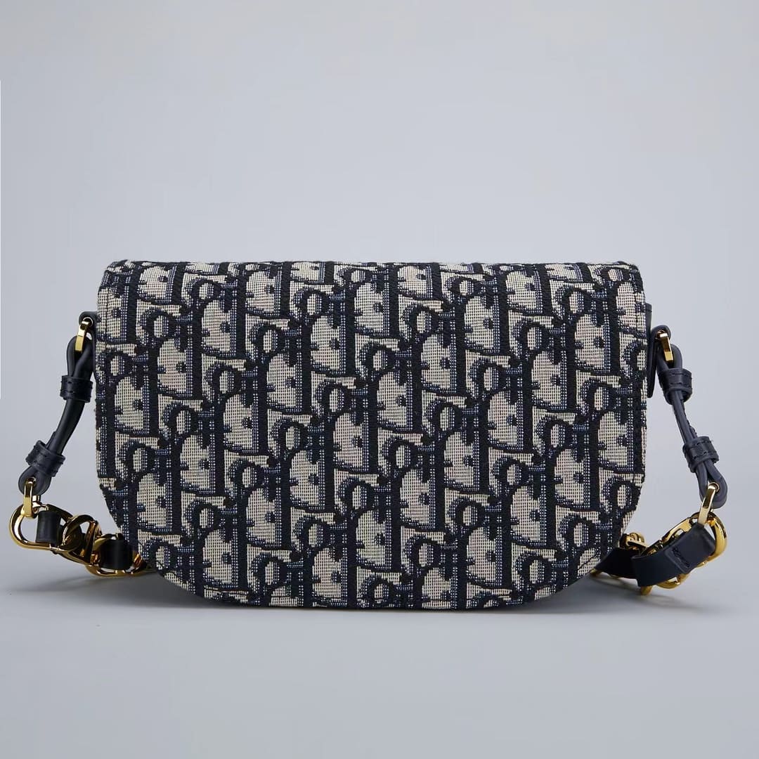 TÚI Dior Women CD Signature Bag with Strap Blue Dior Oblique Jacquard Top Quality