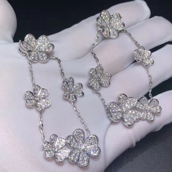 Vòng tay Van Cleef & Arpels Frivole 5 flowers Diamond vàng trắng 18K
