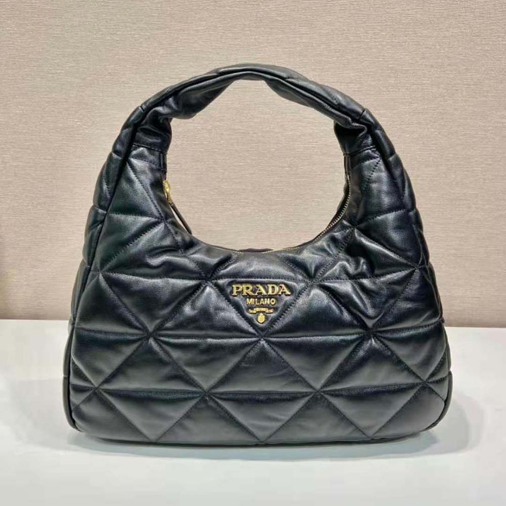 TÚI Prada Large Topstitched Nappa-Leather Bag-Black