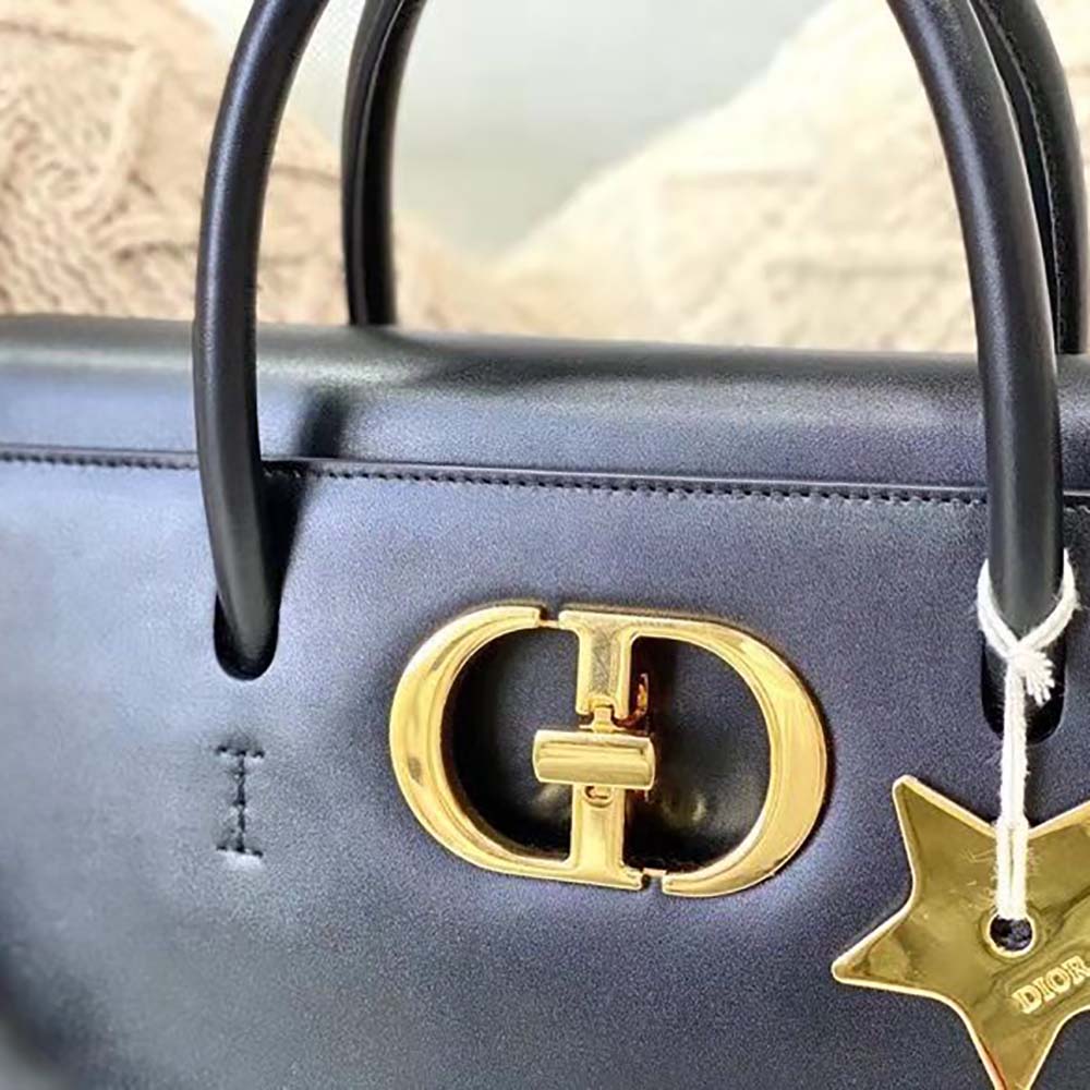 TÚI Dior Women Large ST Honore Tote Black Box Calfskin