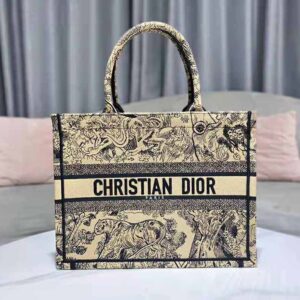 TÚI Dior Women Medium Dior Book Tote Brown Toile de Jouy Embroidery