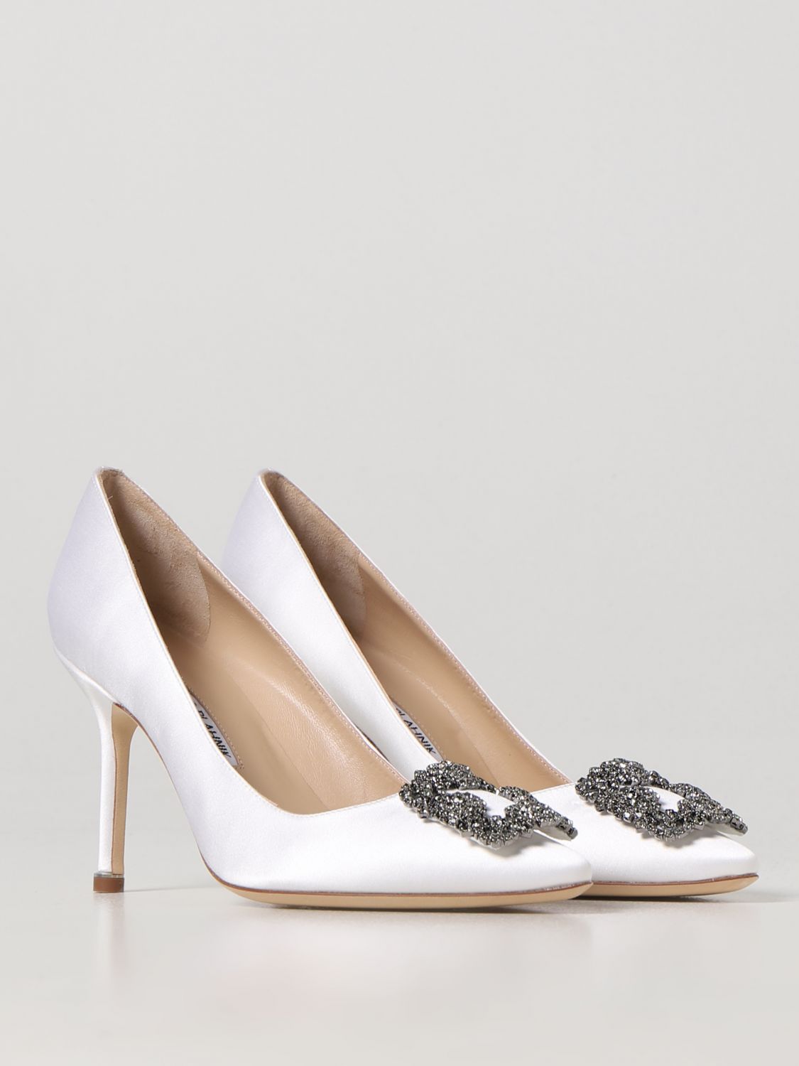 GIÀY MANOLO BLAHNIK White satin pumps shoes