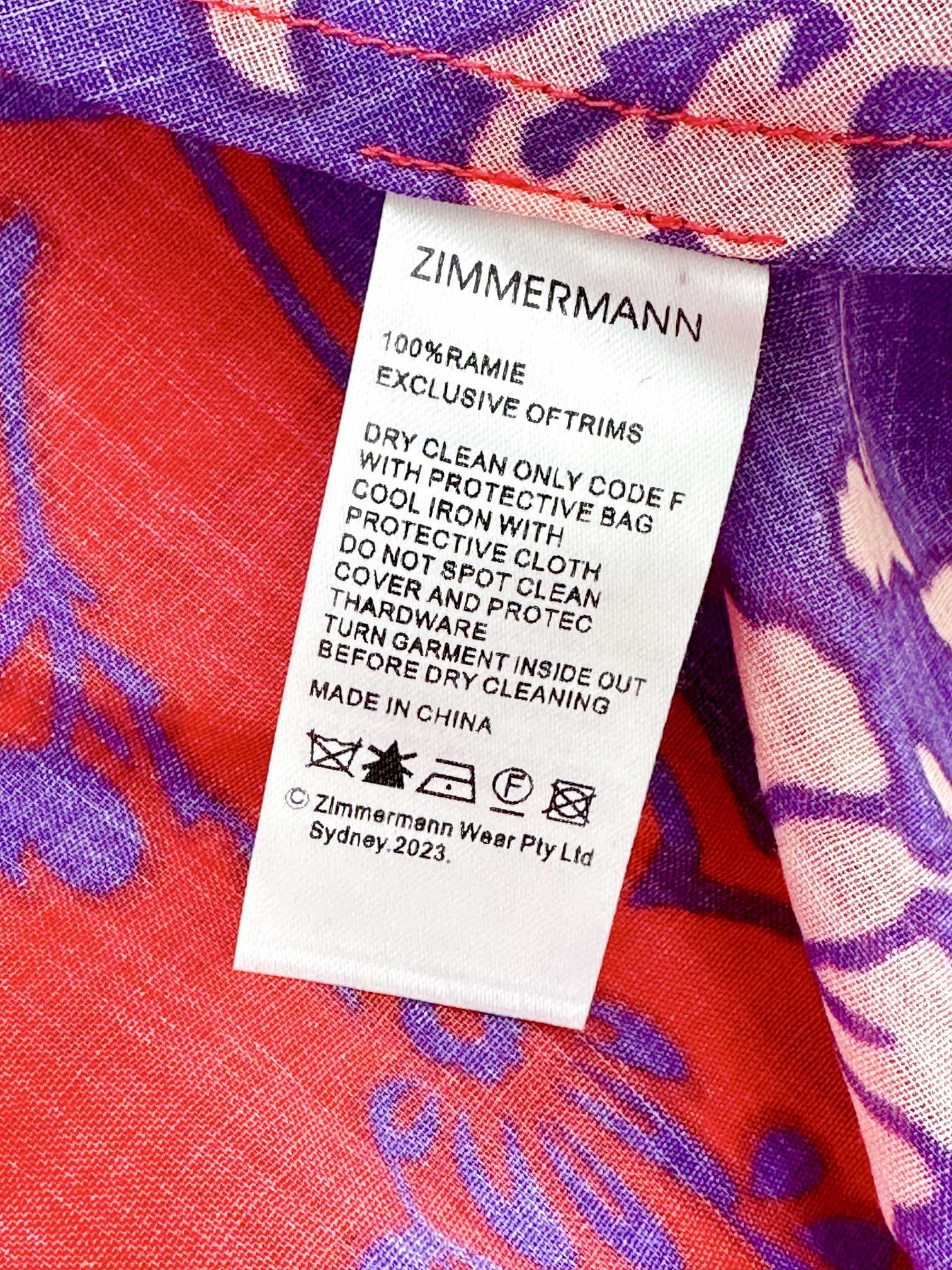 VÁY ZIMMERMANN Flower Red Purple Vintage Dress