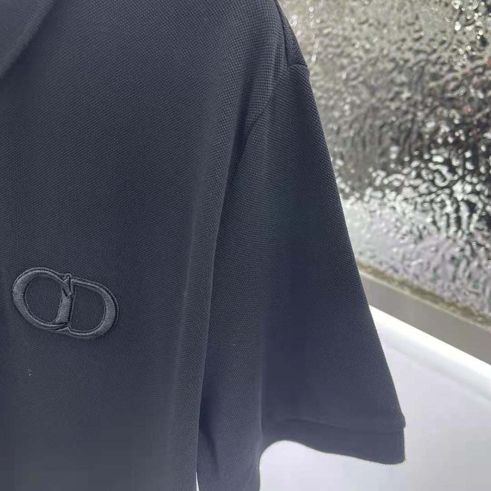 ÁO DIOR CD Icon Polo Shirt Black Cotton Pique SS2022