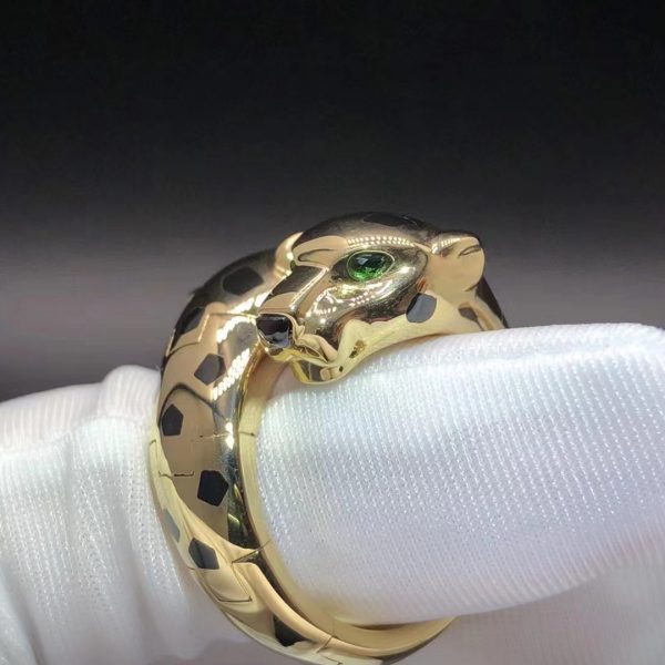Nhẫn Cartier Panthère de Cartier hai đầu đá Tsavorite Onyx đen vàng hồng 18K