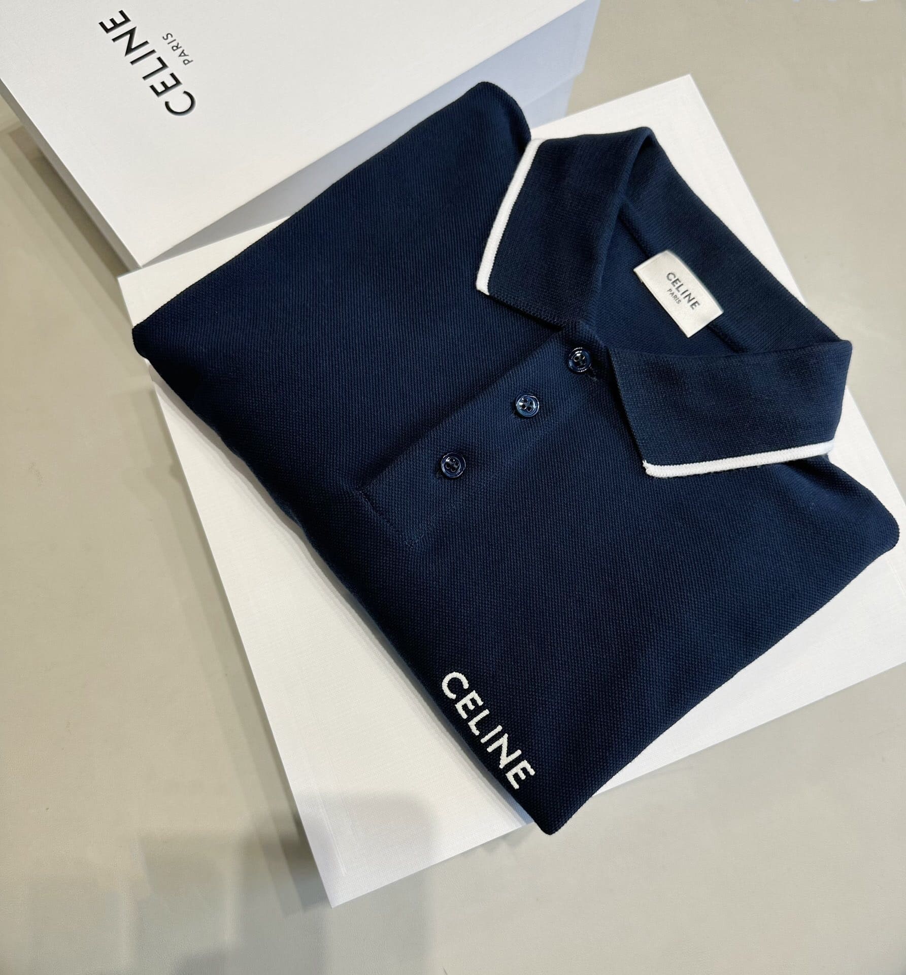 ÁO CELINE LOGO POLO SHIRT BLUE