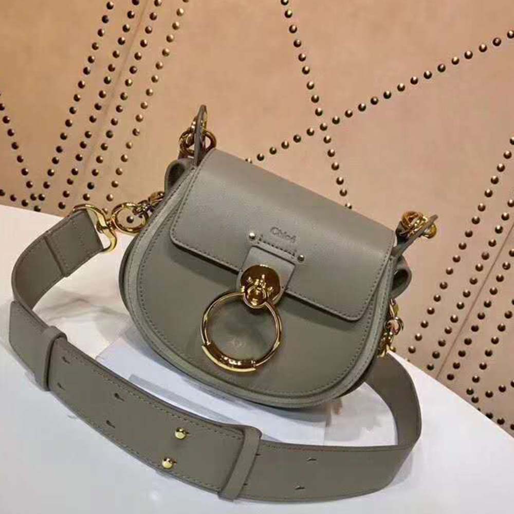 TÚI Chloe Tess Bag in Shiny & Suede Calfskin-Brown