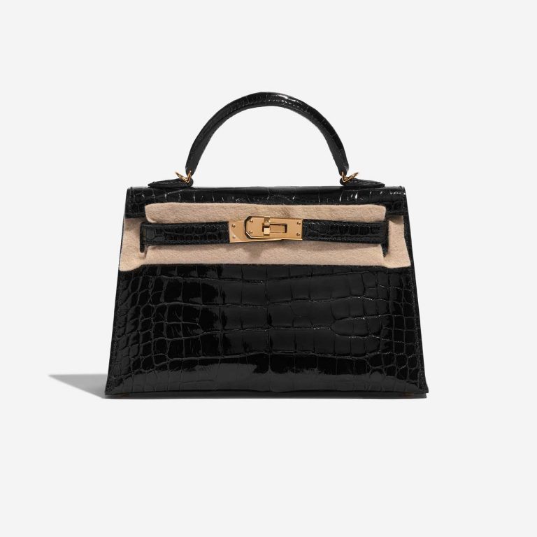 TÚI Hermès Kelly Mini Alligator Black Gold Buckle khóa vàng