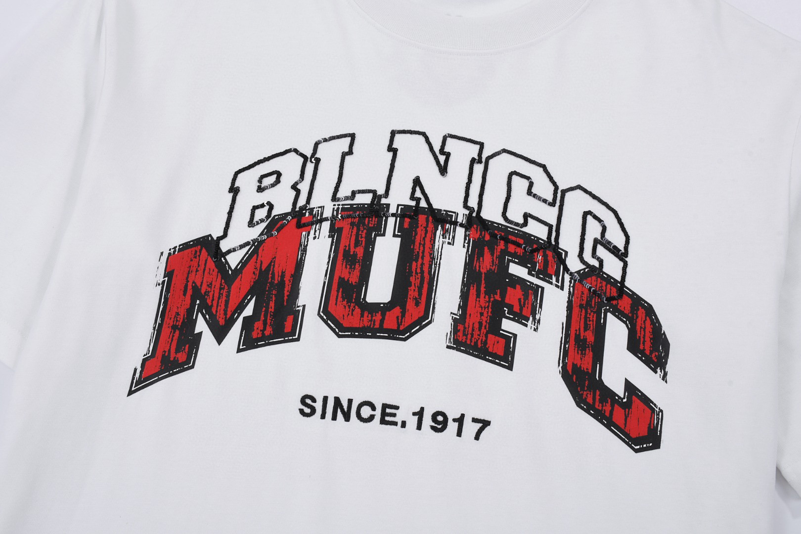 ÁO BALENCIAGA MU FC print cotton jersey T-shirt
