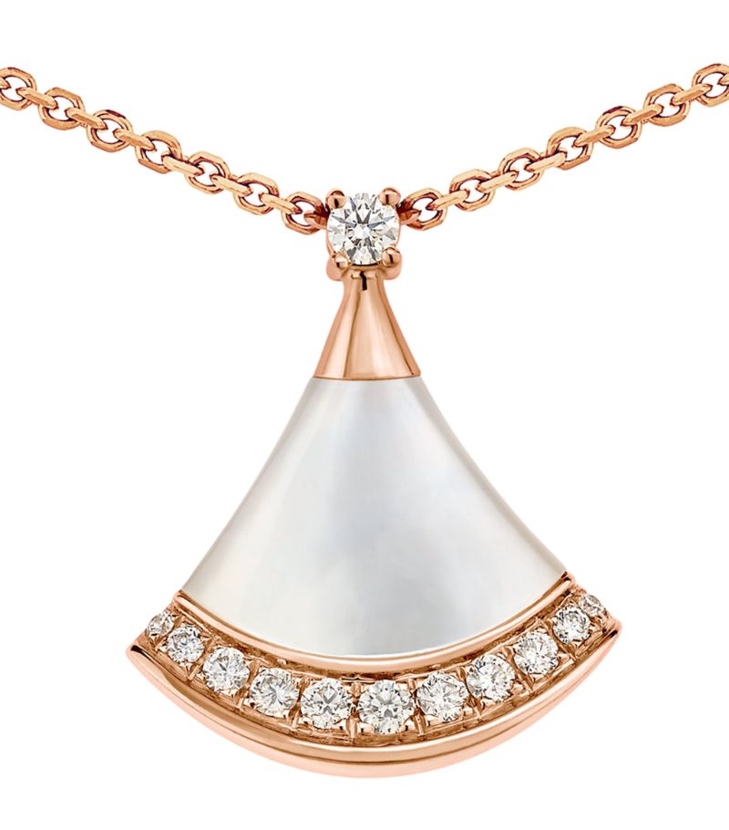 Vòng cổ BVLGARI Rose Gold, Diamond and Mother-of-Pearl Divas’ Dream Necklace vàng hồng 18K