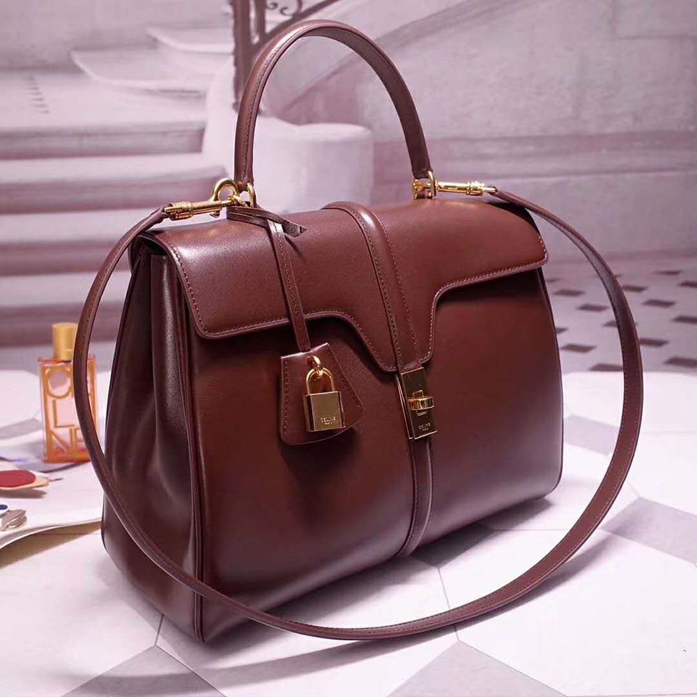 TÚI Celine Women Medium16 Bag in Satinated Calfskin-Brown