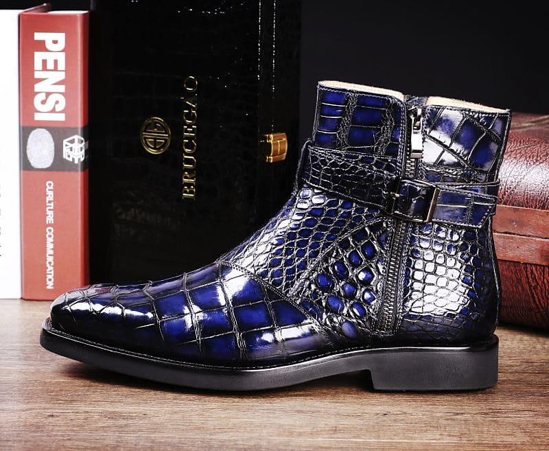 Giày Boots cao cổ da cá sấu thủ công