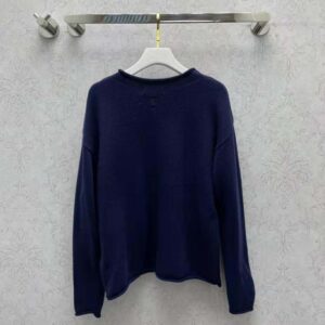 ÁO Dior Women Embroidered Sweater Navy Blue Cashmere Knit